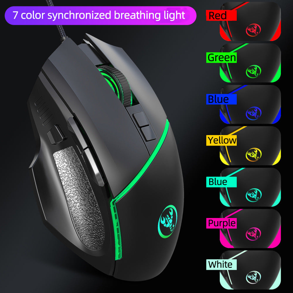Wired Gaming Mouse – 6400 DPI Adjustable, RGB Lighting, High-Precision USB Computer Mouse